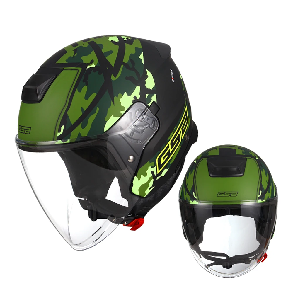 Green Camouflage Open Face Racing Kask Wear-Resistant Motocross Equipment Breathable Head Protection Anti-Fall Motorcycle Helmet