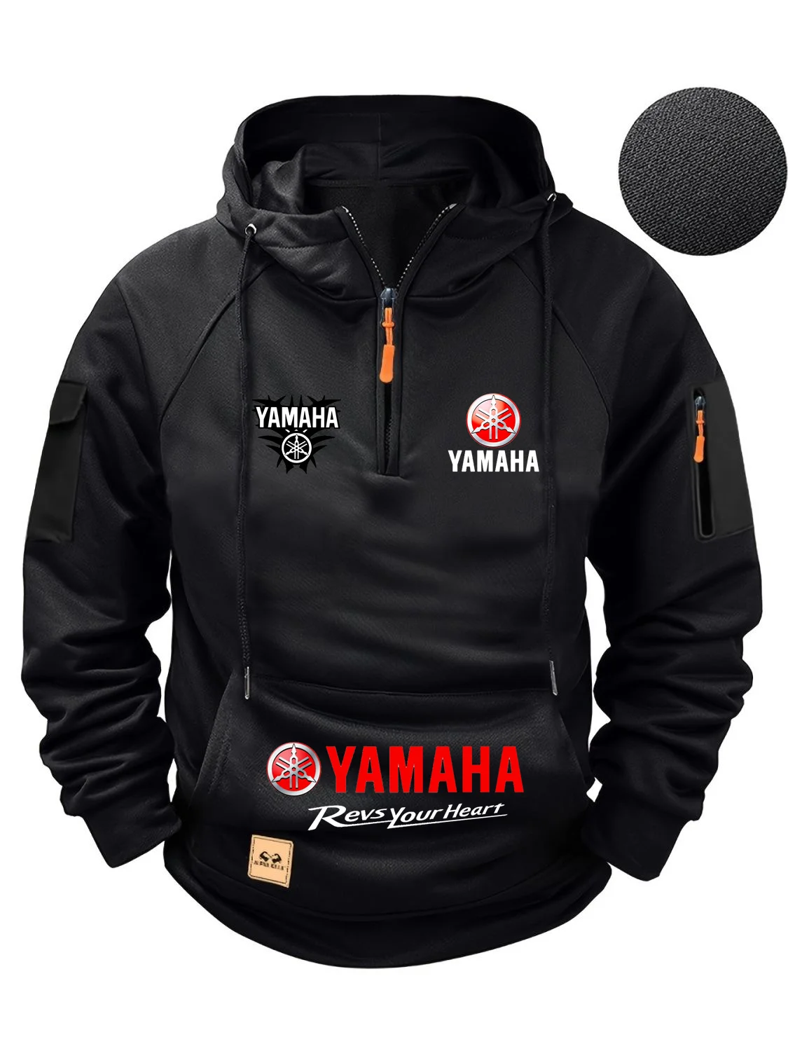 

2024 new Yamaha autumn and winter retro heavyweight men's fleece hooded sweatshirt long sleeved motorcycle casual jacket