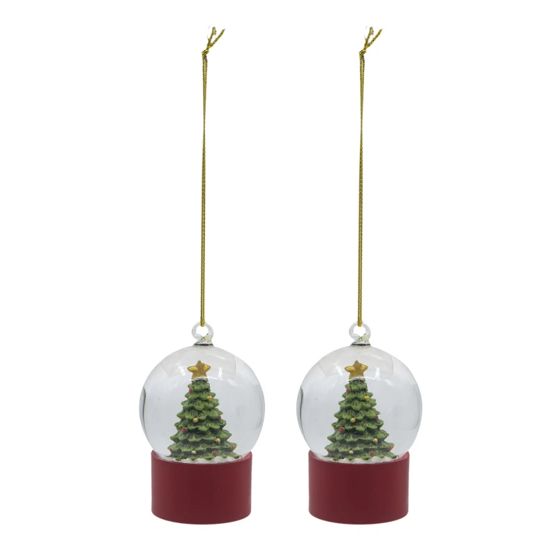 

2 Pcs Mini Christmas Tree Snow Globe Ornaments - Hanging Xmas Decorations for Home & Tree Multi to add any space