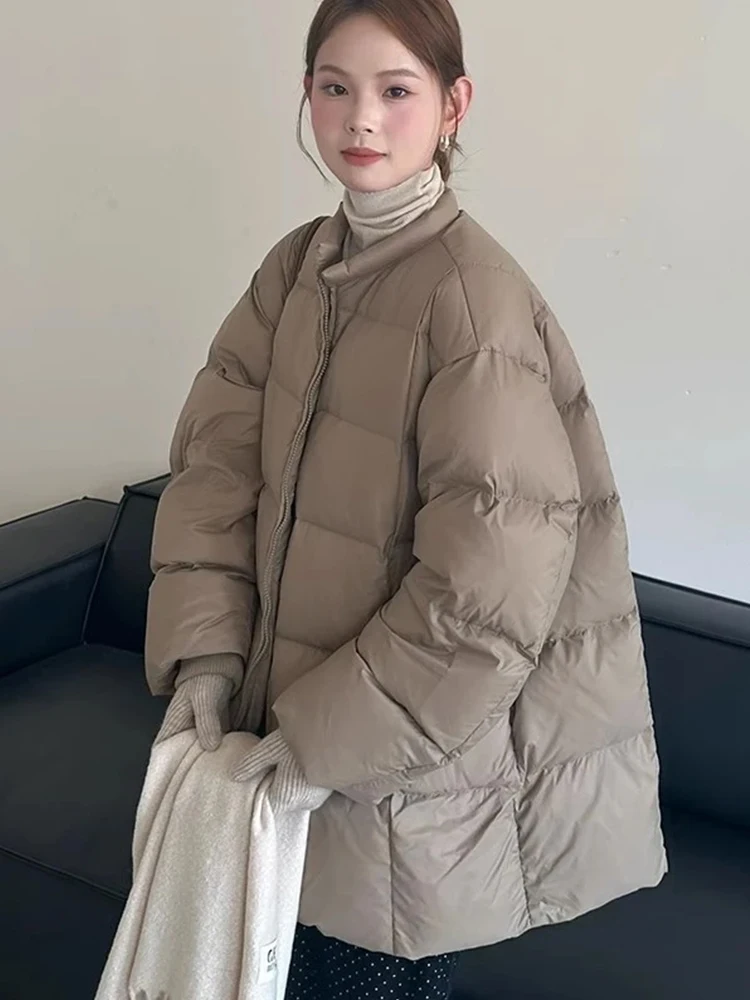 

Модная удлиненная куртка из утепленного хлопка для женщин, зима 2025, новая корейская версия, свободный крой, очень красивая хлопковая одежда
