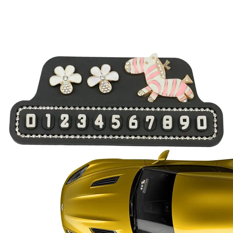 Phone Number Plate For Parking Card Luminous Temporary Parking Stop Sign Portable Cartoon Phone Number Plate Car Decorations