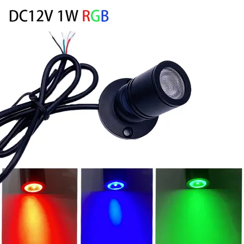 DC12V RGB LED Spotlight Room Decor Adjustable Luminous Colour Mini Ceiling Spotlight Showcase Spot 1W Black Silver White Finish