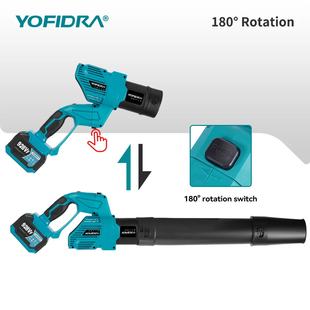 YOFIDRA 30000RPM Electric Turbo Blower Fan 4 Gear 2 IN 1 Cordless Leaf Dust Snow Blowing Power Tool For Makita 18V Battery Pins
