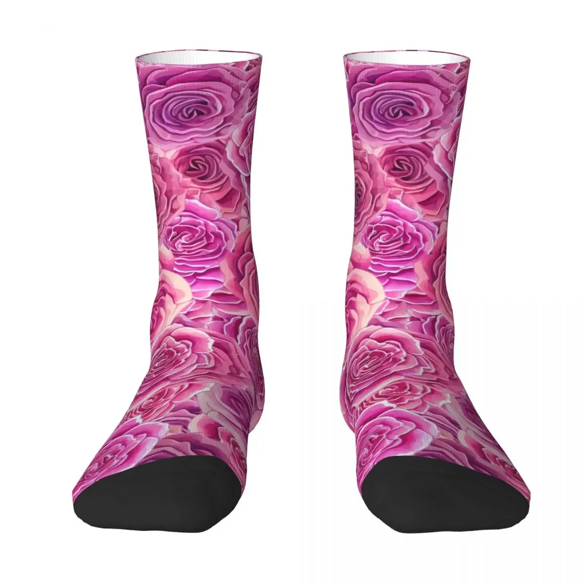 Rozen Bloemen Kousen Roze Bloemen Print Trendy Sokken Herfst Anti Slip Vrouwen Mannen Hardlopen Sport Hoge Kwaliteit