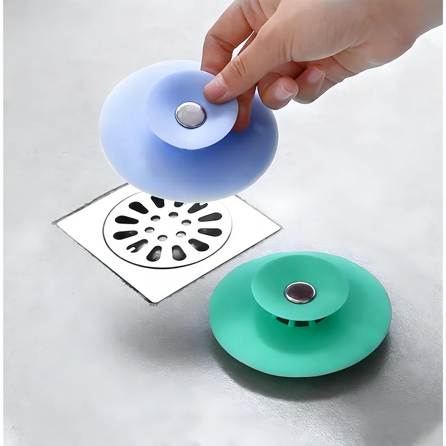 

2PCS Push-Open Silicone Drain Plug-Anti-Clog Odor Proof Bathroom Kitchen Sink Strainer,Push-Open For Kitchen Bathroom Bathtub