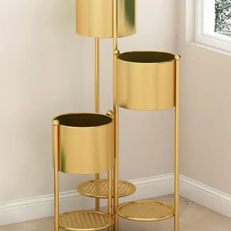 Metal Plant Stand 6 Tier 6 Potted Indoor Gold Flower Pot Stand Holder Shelf Foldable Decorative Display Rack for Multiple Plants