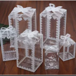 Plastic Packaging Gift Box PVC Transparent Printed Candy Box for Wedding Holiday Party Gifts Chocolate Biscuit Packaging Box