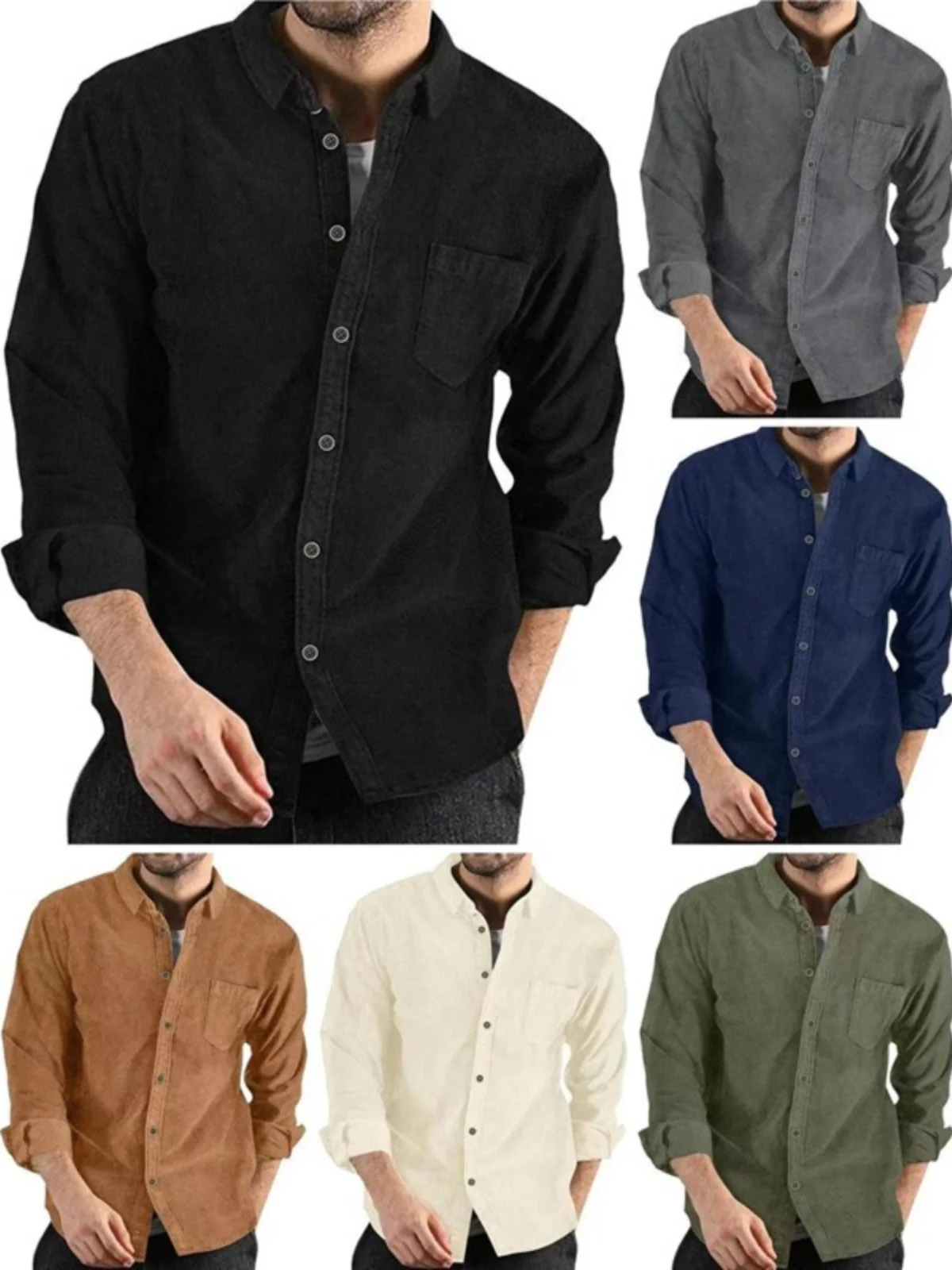 

Повседневная куртка свободного кроя с отложным воротником и пуговицами, с длинными рукавами, однотонная, осенняя, для повседневной носки