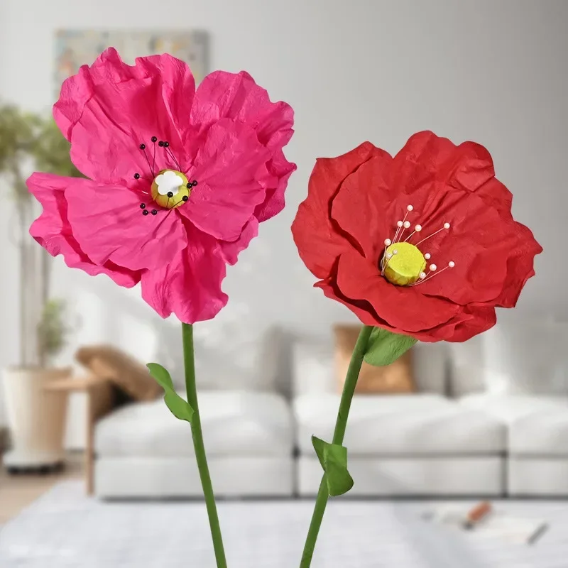 DIA 55CM Artificial Poppy Flower Wedding Decoration Yu Meiren Home Flower Arrangement Photography Prop Silk Flower