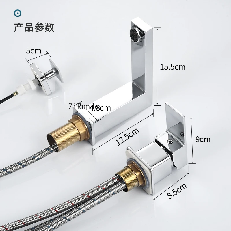 wash basin three-hole sitting split switch pull down water basin hot and cold faucet three-piece set