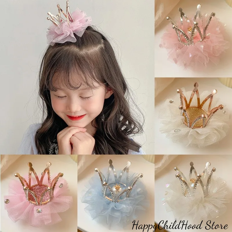 

Kawaii Princess Newborn Photography Children Girls Hairpin Headband Vintage Crown Mesh Hair Pin Clip for Kids Birthday Party