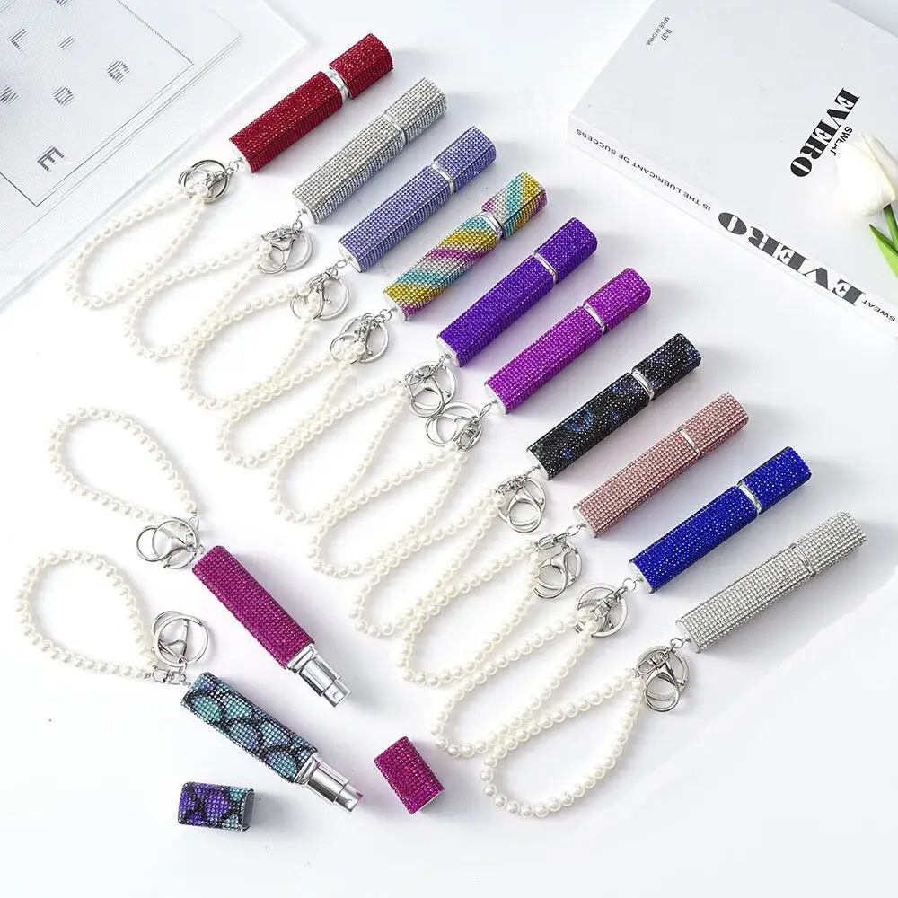 10 مللي جديد إعادة الملء المفاتيح زجاجة عطر كريستال حجر الراين حلقة رئيسية رذاذ عطر لامعة فارغة رذاذ زجاجة السفر