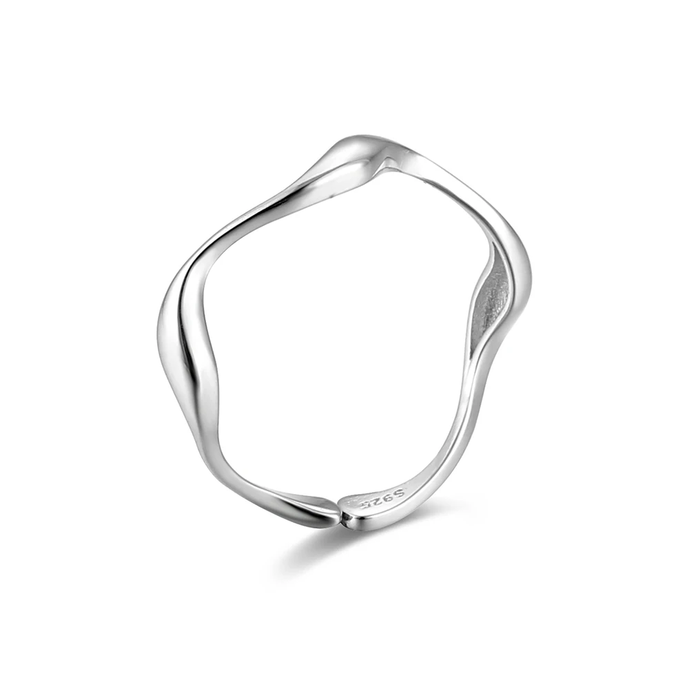 RYJU-anillos de plata de ley 925 con ondas irregulares para mujer, joyería geométrica Simple, estilo coreano, joyería fina, regalo para niña