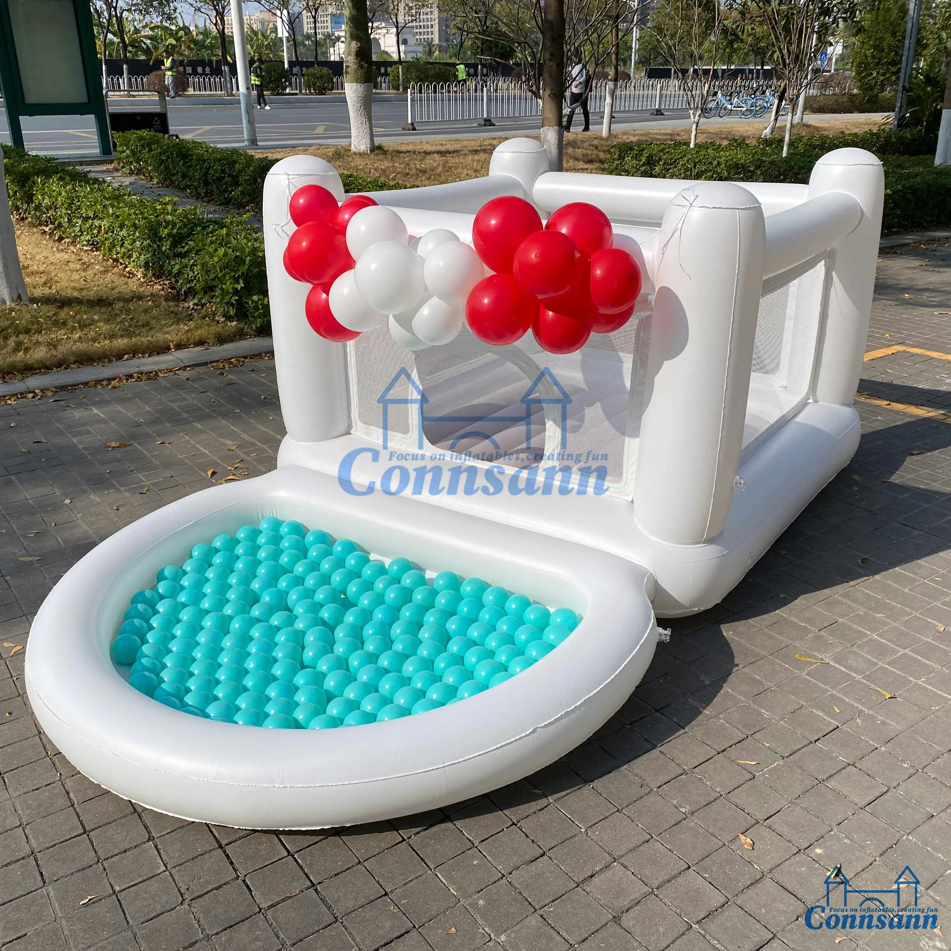 Ultimate Inflatable Bouncer Trampoline with Ball Pit Dual Play Zones for Endless Fun and Adventure for Kids have party and