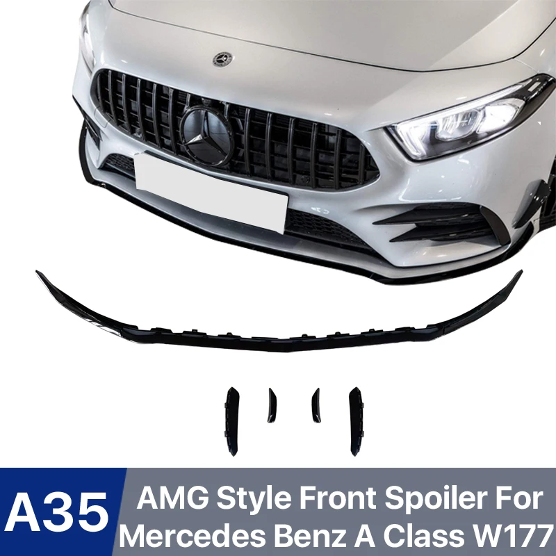 

Передний спойлер AMG Style A35 со сплиттером для W177 mercedes benz A class AMGline, диффузор переднего бампера, спойлер A200 A250 A35