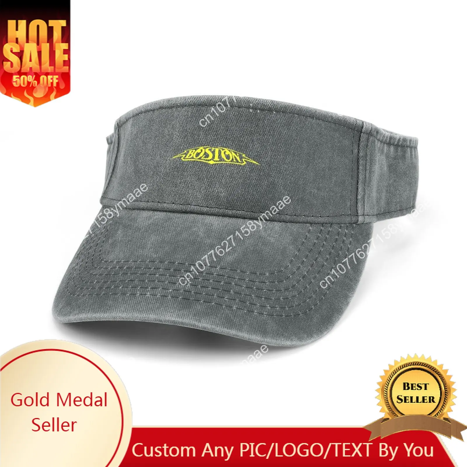 Boston Band Sun Visor Leaky Top Cowboy Hats Mens Womens Customize DIY Cap Sports Baseball Tennis Golf Caps Empty Open Top Hat