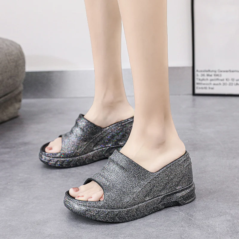 Women\'s Summer Slippers Sandals Platform Thick EVA Bathroom Non-Slip Slides Fashion Flip Flops Soft Casual Shoes For Female