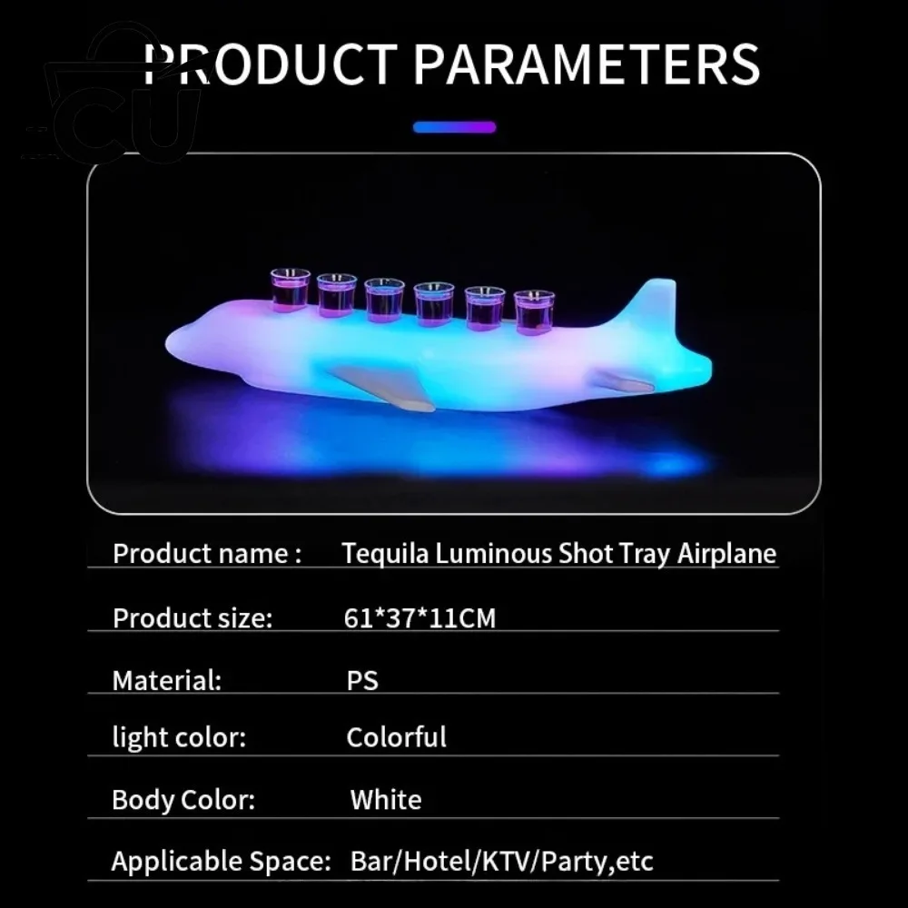 Customized Logo Led Shot Glass Airplane Tray LED Wine Tequila Whisky Stand Display LED Glorifier Cup Holder For NightClub Bar