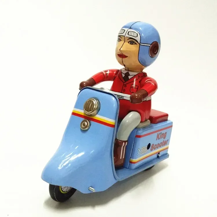 Jouet à remonter en métal pour enfant et adulte, figurines de collection rétro, 18 lettres, King, scooter, moto mécanique, cadeau