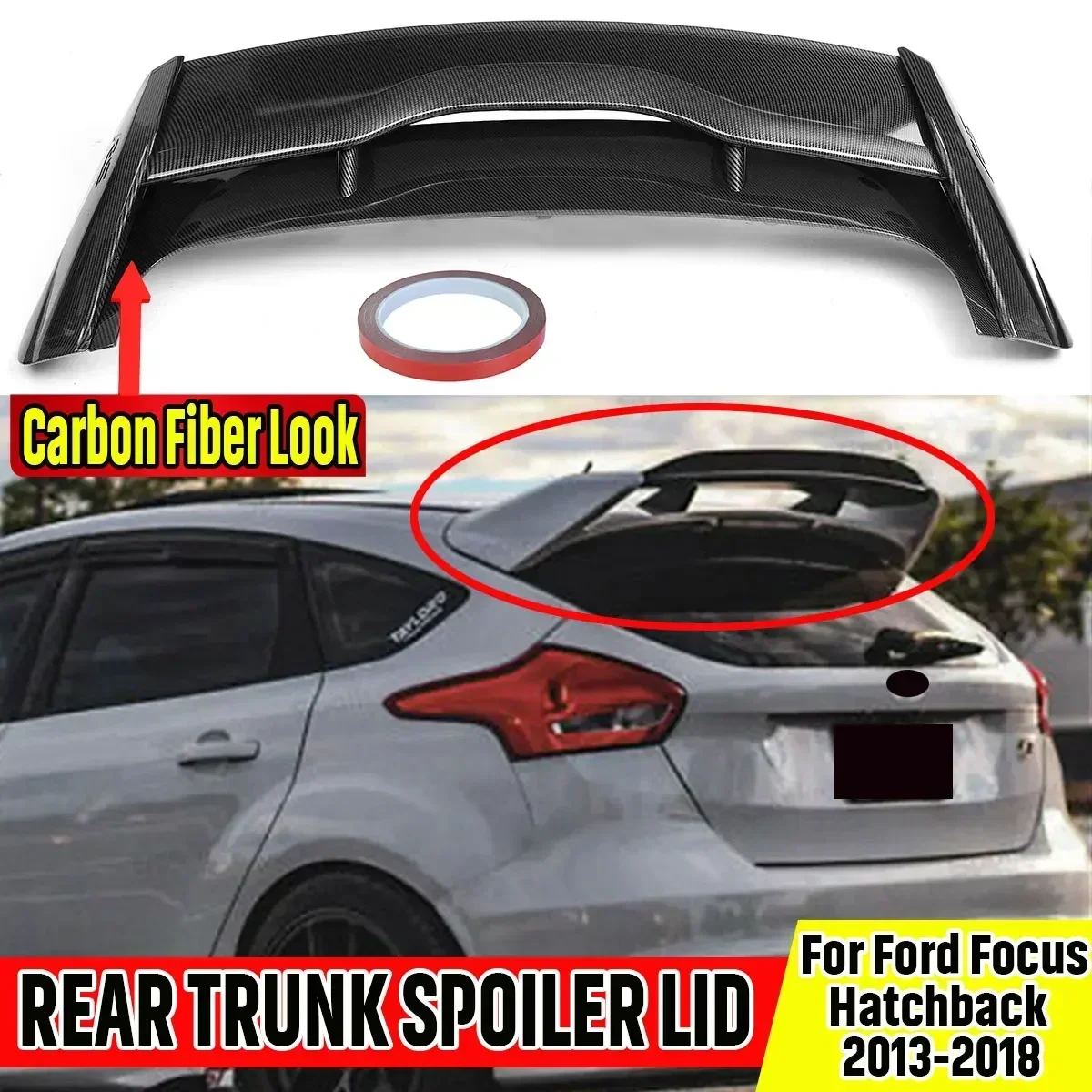 New Car Rear Trunk Spoiler Lip Boot Wing Lip Extension For Ford Focus Hatchback 5 Door 2013-2018 Rear Spoiler Tail Wing Body Kit