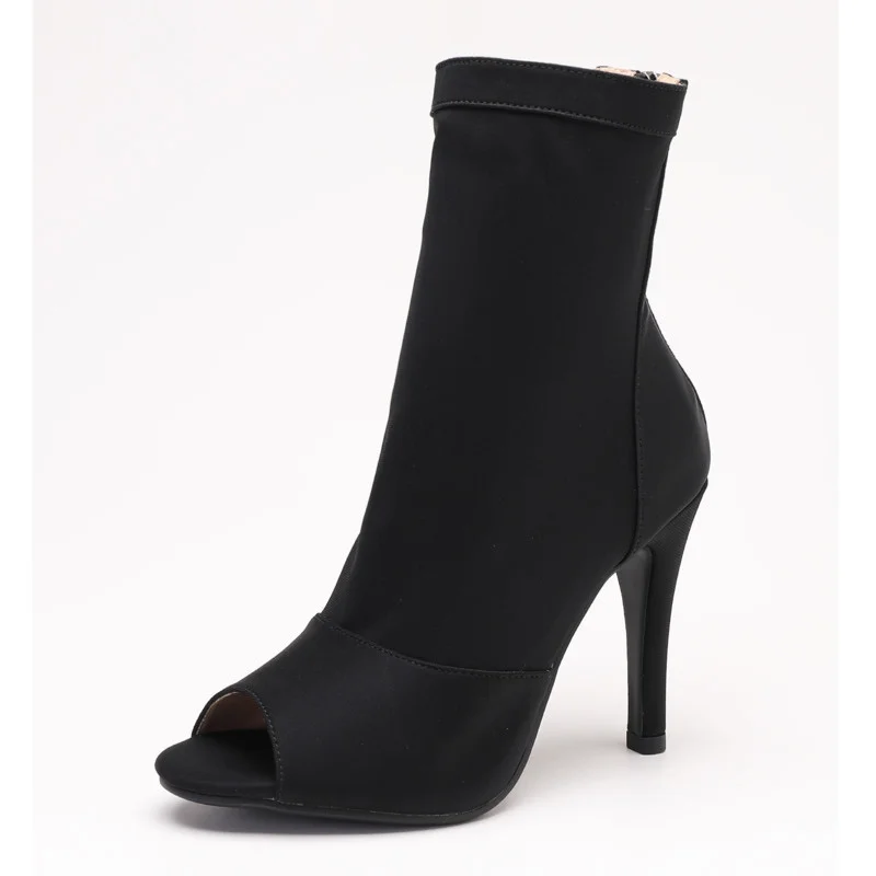 Women Black High Heels Party Woman Shoes Indoor Suede Sole Customizable Street Sexy Stilettos Booties