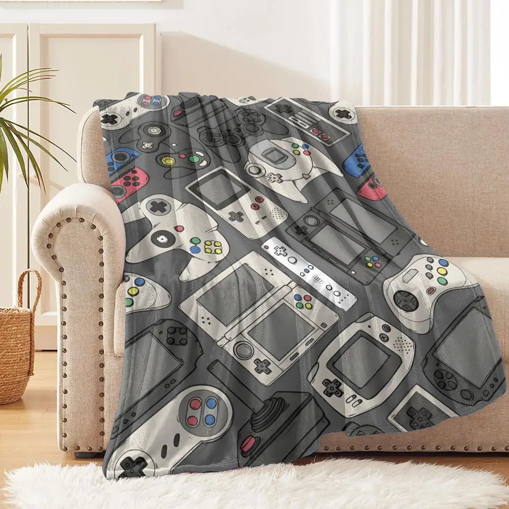 Cool Game Handle Throw Blanket Soft Flannel Throw Lightweight Summer Home Nap Breathable for Sofa Bed Cozy Travel