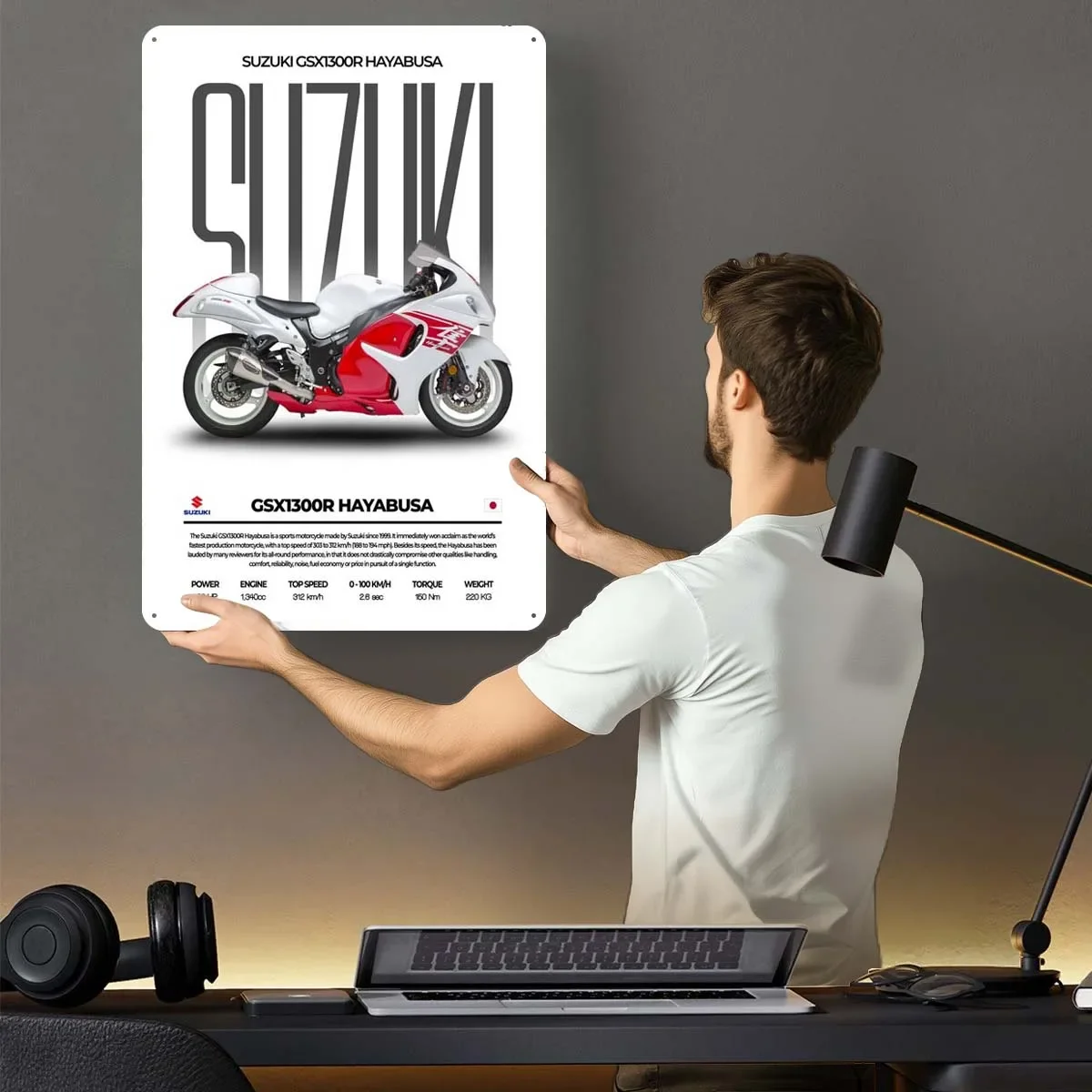 Suzuki GSX1300R Hayabusa Metal Signs Car Poster Retro Tinplate Sign for Garage Wall Art Decoration Room Decoration Man Decor Men