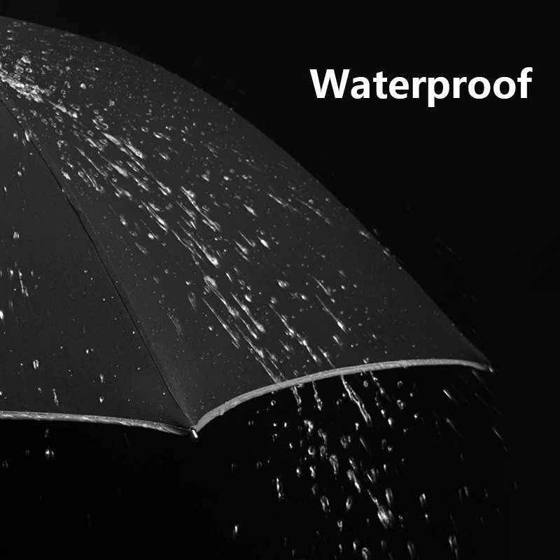 Big Golf Umbrella Rain Women Men 133cm Windproof 8 Ribs Straight Large Long Umbrella Reflective Safe Travel Outdoor Parasol