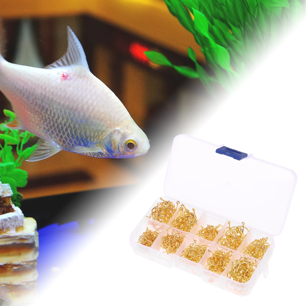 

500pcs Golden Fishing Hooks High Carbon Steel Perforated Salt Fresh Water Sturdy Non-Corrosive Fly Fishing Hook Set For Bass