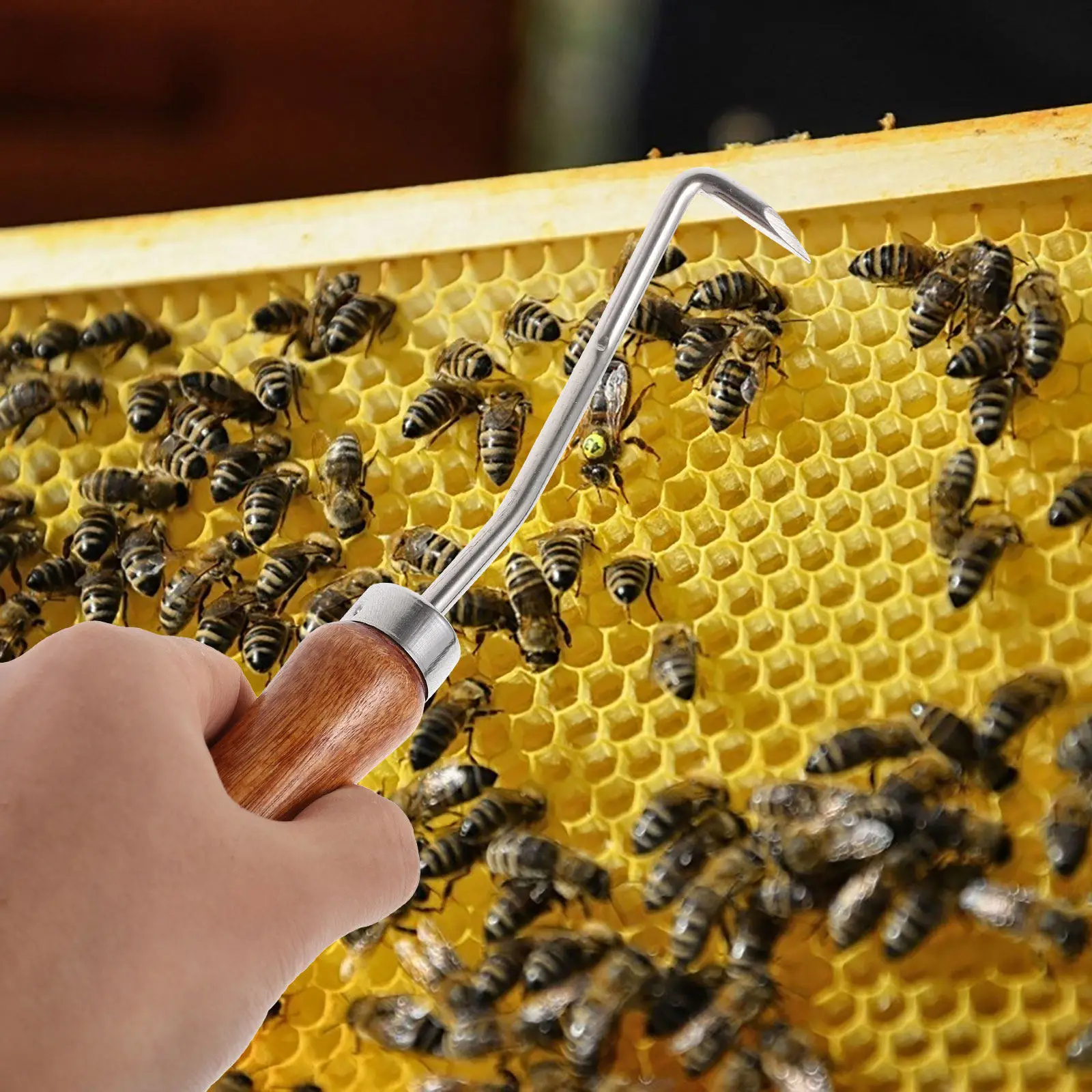 

Набор из 2-х крючков для чистки восковых рамок ульев, деревянная ручка, инструмент для обслуживания ульев, надежный аксессуар для пчеловодства