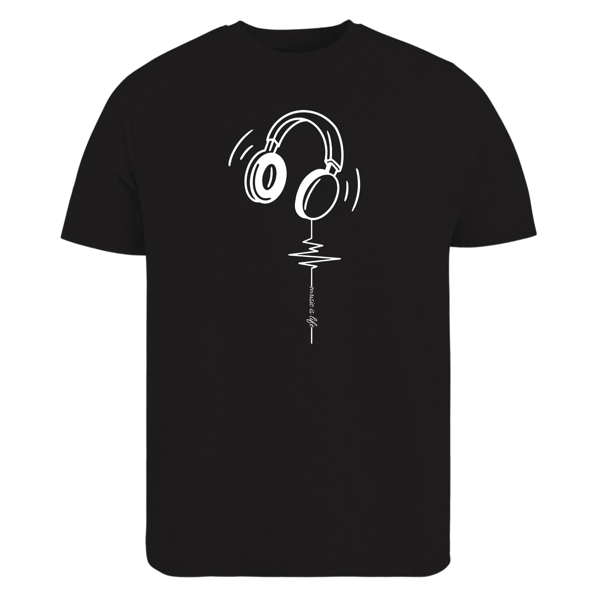 Music Is Life T-Shirt Headphone Graphic Tee Cool Music Lover's Shirt  Gift for DJs Musicians Unisex Casual Top Concert Tee