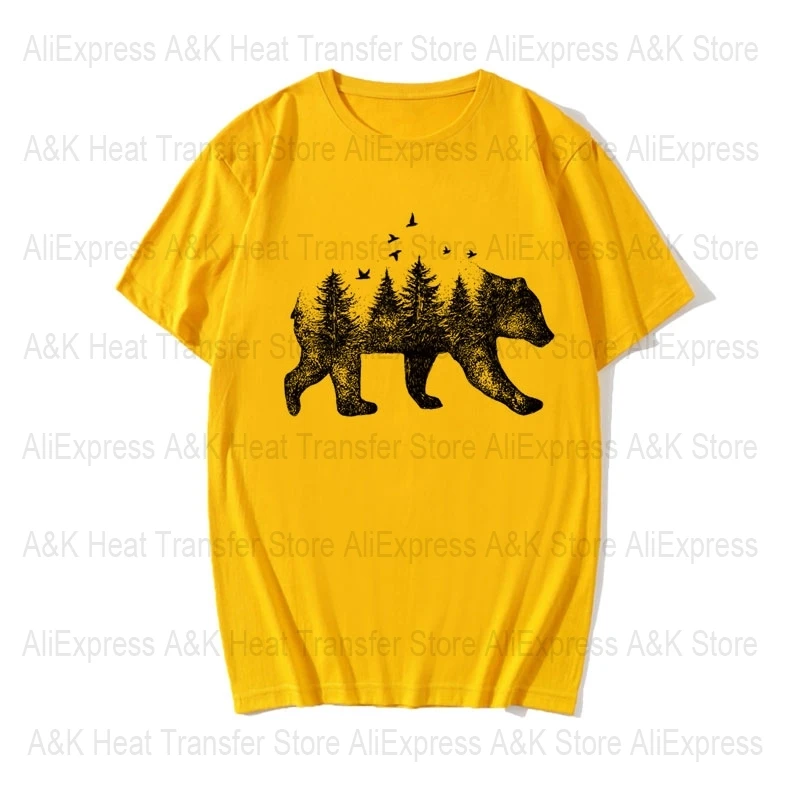 Forest Bear Iron Patch On Clothes Art Printing Heat-sensitive Sticker Iron On Transfers For Clothing Appliqu Heat Press Vinyl