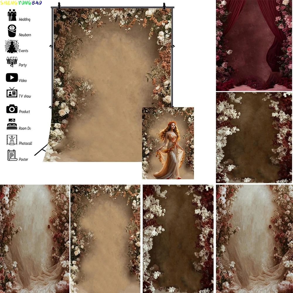 

Retro Abstract Oil Painting Floral Backdrop for Photography Maternity Art Portrait Newborn Baby Birthday Photo Background Banner