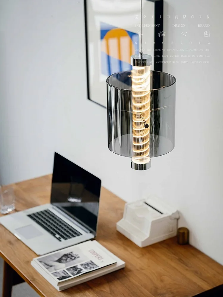 Modern minimalist atmosphere cylindrical glass lampshade hand scan induction