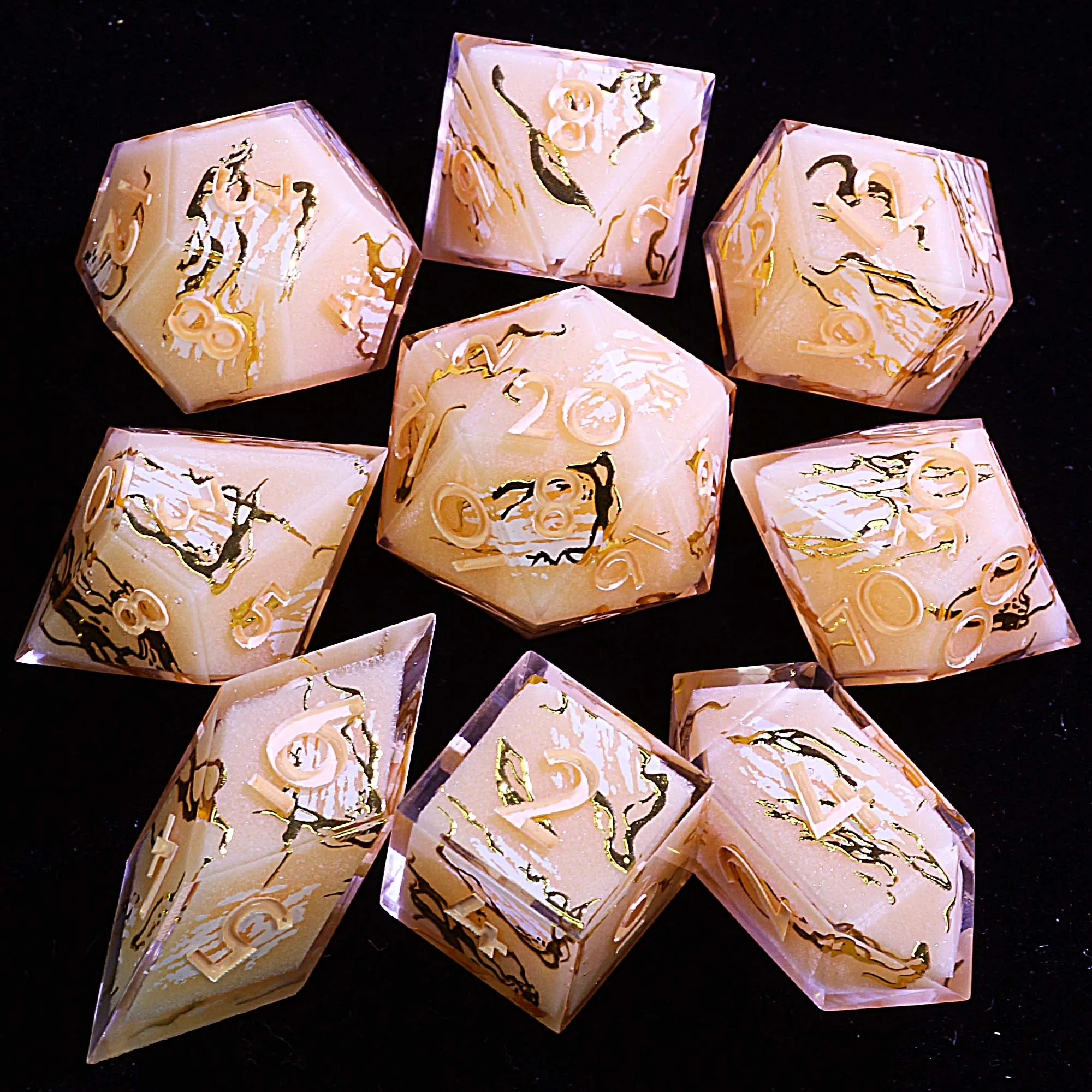 

Набор из многогранной смолы D&D Dice Golden Abstrax Mirage