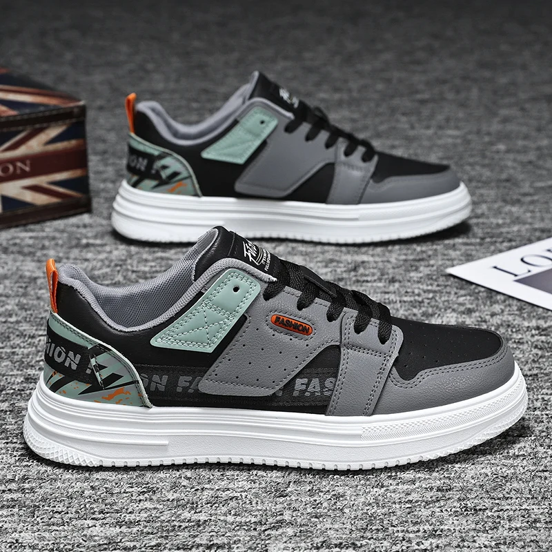 

2026 Men's Casual Leather Sneakers Waterproof Vulcanized Shoes Men Comforthable Spring Sneakers Men Casual Shoes Plus Size 39-44