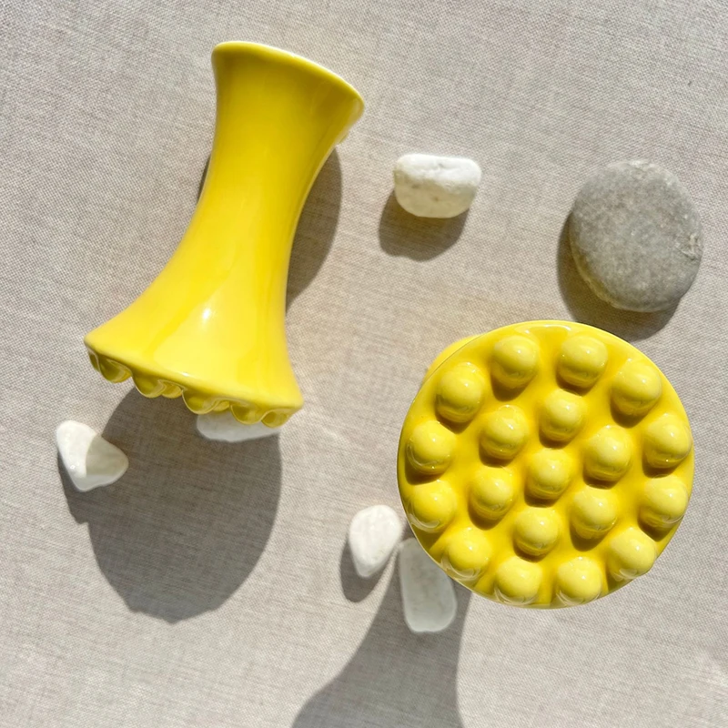 Yellow Ceramic Gua Sha Massager for Face And Body Relief Massage Tool Body Guasha Board Facelift Skin Care Accessory