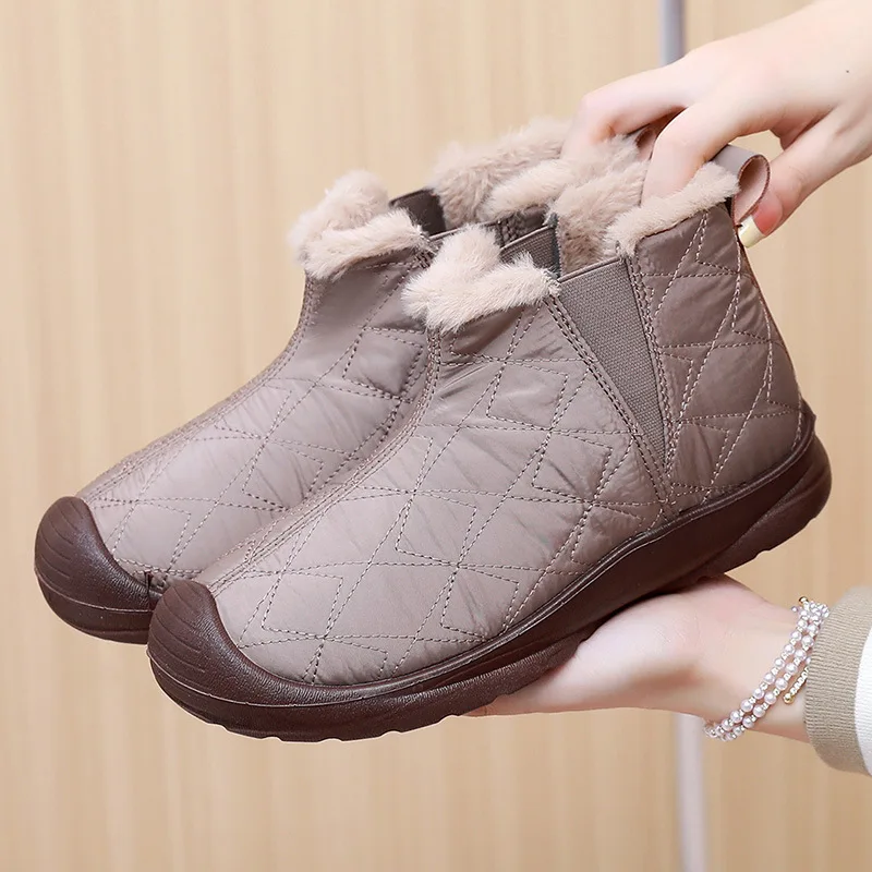 

New winter women's cotton shoes with midsole, waterproof, cold-proof, fleece, warm and windproof, one-foot cotton boots