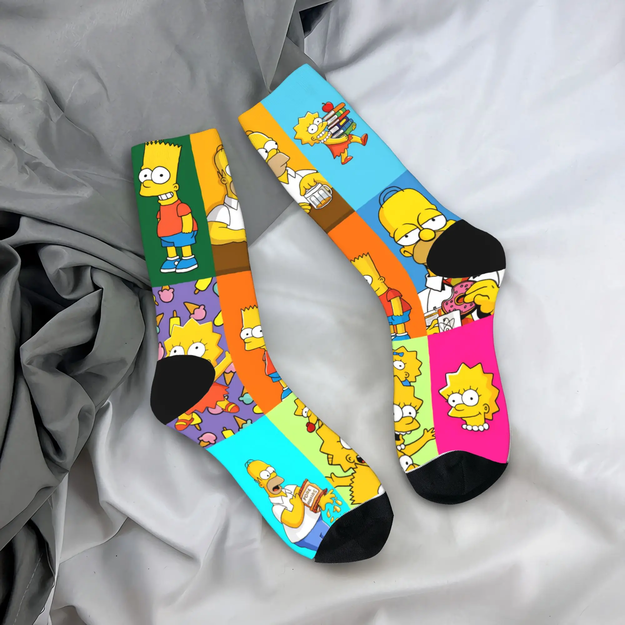 

Funny Cartoon S-Simpsons Family Portrait Stockings Women Men Socks Warm Soft Vintage Socks Autumn Outdoor Non-Slip Pattern Socks