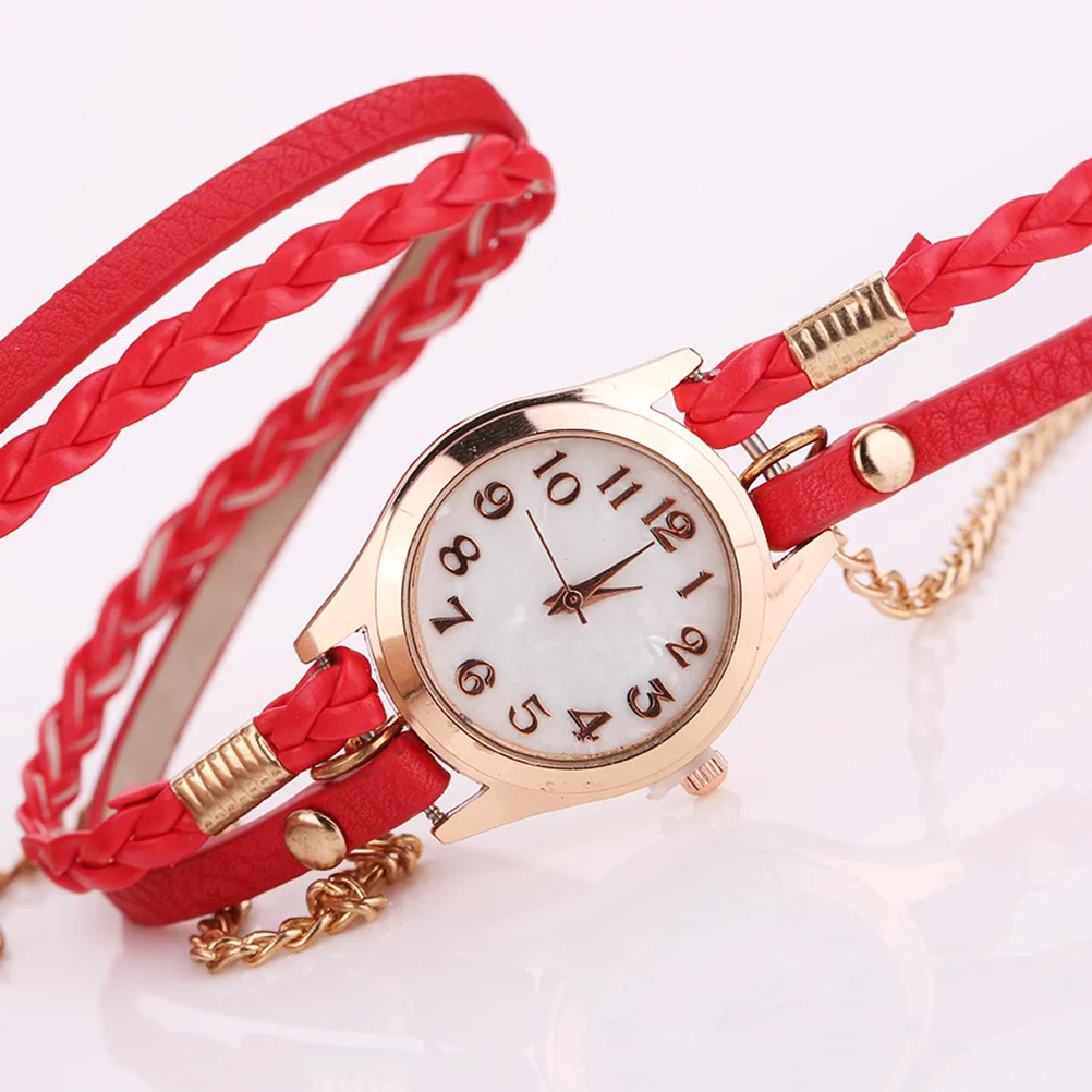 

Браслет из искусственной кожи с плетеным заводом, повседневные женские часы, классические считыватели, устойчивые к царапинам, прочные, легкие