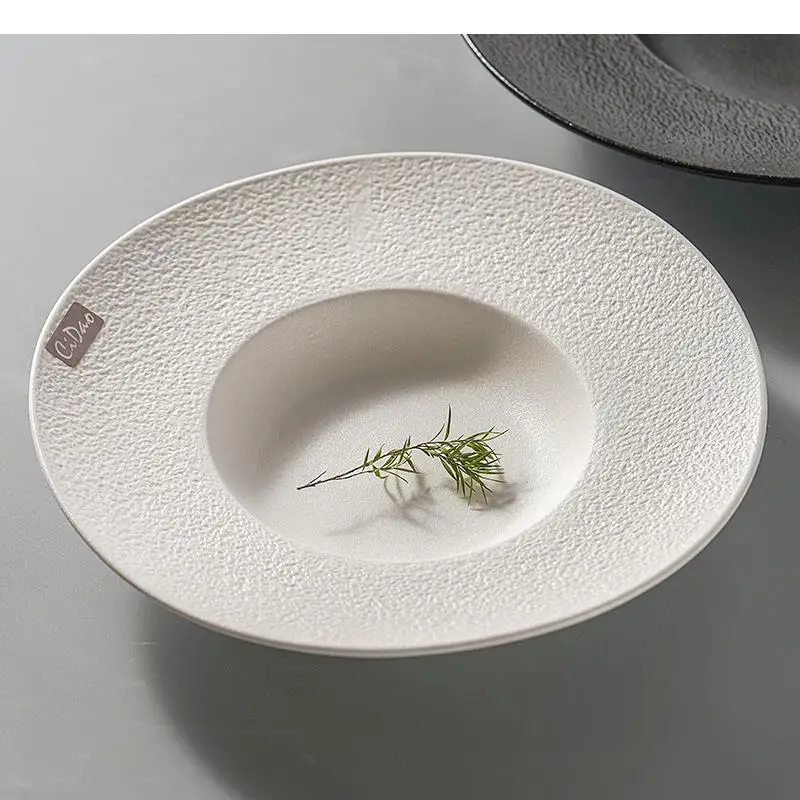 Ceramic Sushi Plate Solid Color Tableware Cooking Dish Straw Hat Soup Basin Home Restaurant Dessert Pastry Tray Pasta