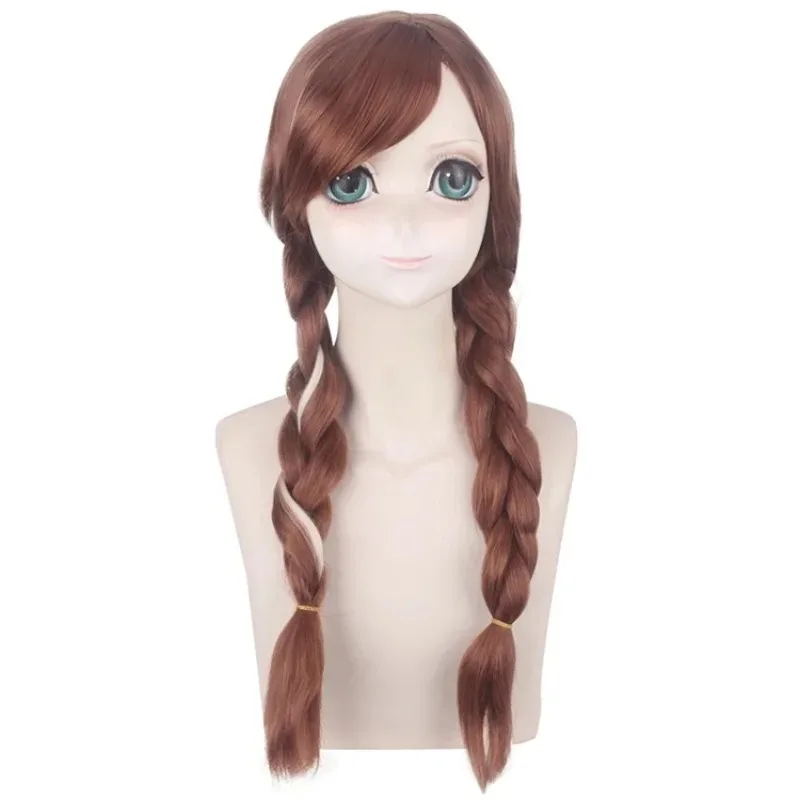 Synthetic Cosplay Wig Brown White Mixed Braided Style for Anna-Inspired Princess Frozen Look Anime Party Costume 310-2