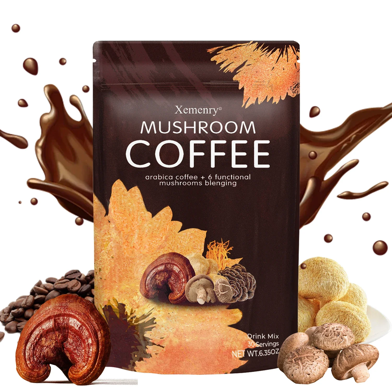 

Organic Mushroom Coffee - LION'S MANE, Shiitake, Cordyceps, Supports Immune, Focus, Concentration, Stress, Digestion & Energy