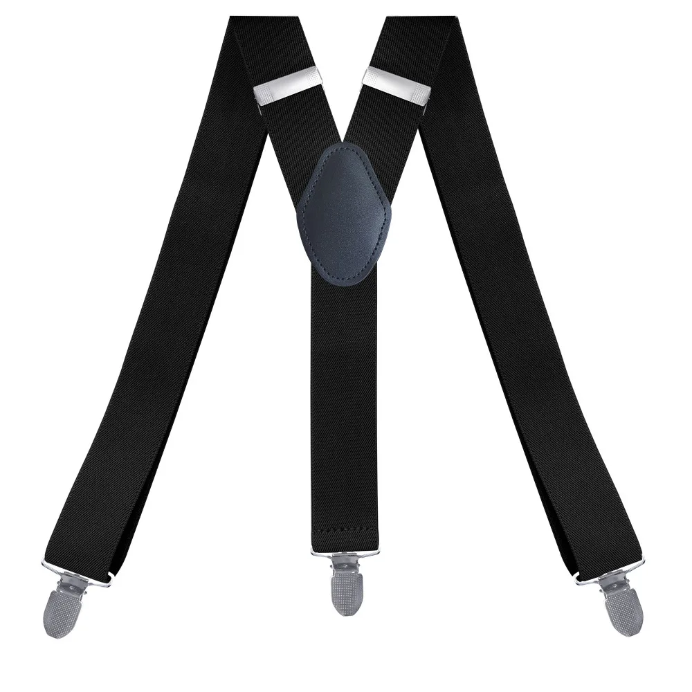 Man's Suspendders Leather Braces  Adjustable Suspenders Strong 3clasps Casual Male Suspenders