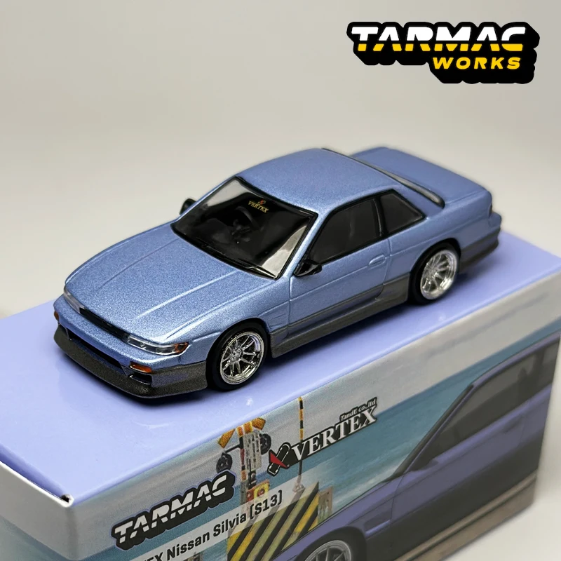 TW 1:64 Tarmac Works VERTEX Nissan Silvia S13 Blue/Grey alloy Car