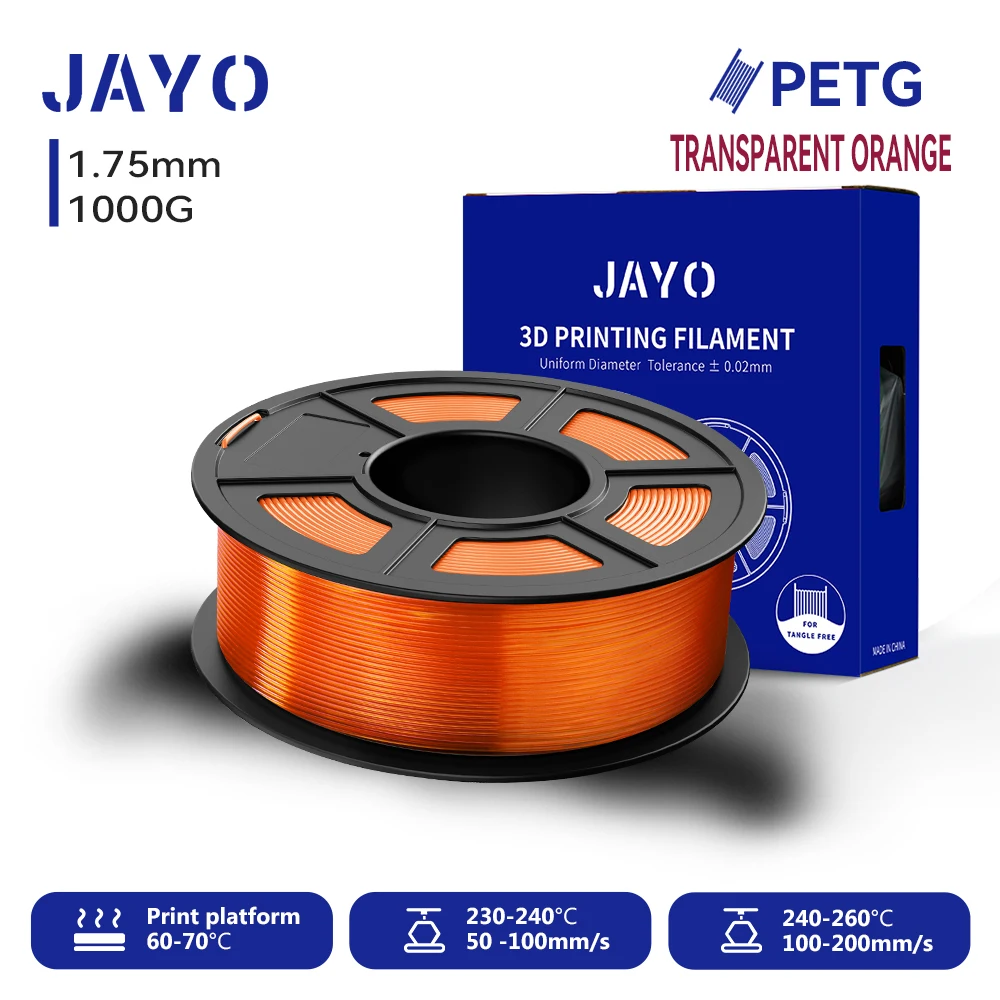 JAYO 3D PETG Filament 1.75mm +/-0.02mm 1100g PLA Printer Filament Netjes Wond 3D Afdrukken materiaal Voor Bambu FDM 3D Printer