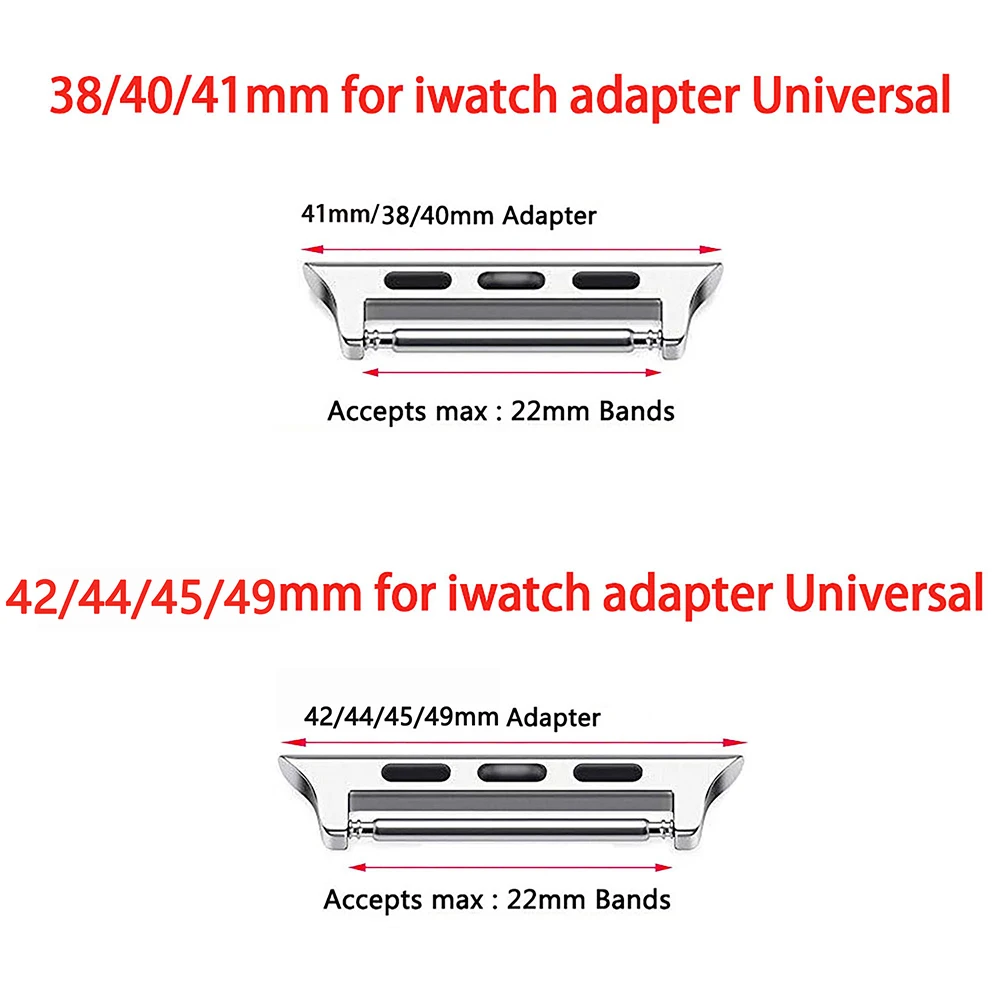 Stainless Steel Apple Watch Adapter Kit 22mm Strap Connector Compatible with Series 9 8 7 6 5  to Ultra 2 38 42 44 45 49mm