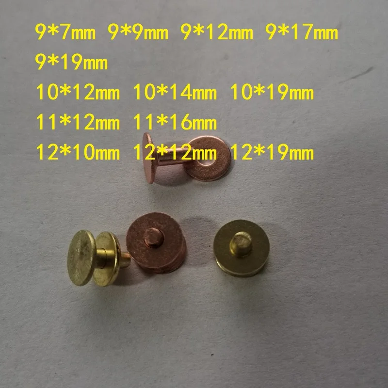 Remaches de cuero de latón macizo/cobre con rebabas, tachuelas de remache de cobre, sujetadores permanentes, cinturones artesanales, brida de cabrestantes