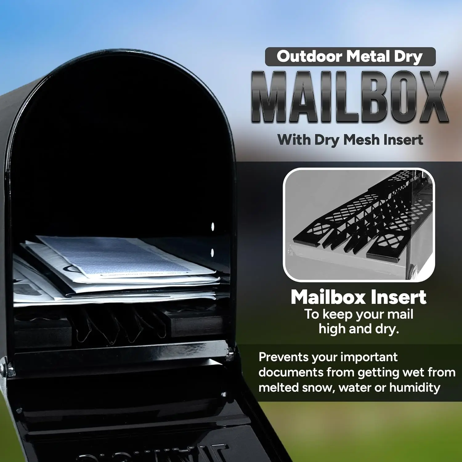 Dry Mailbox Outdoor Metal with Insert to Keep Mail Dry  Weatherproof for Secure Deliveries Standard US Postal Service Approved