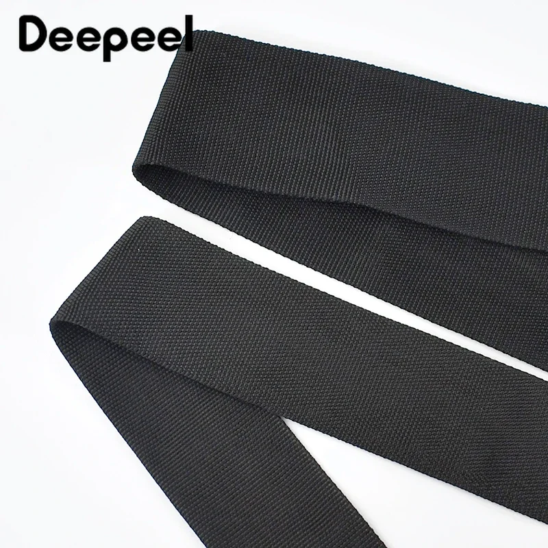 5Meters Deepeel 20-50mm Black PP Tubular Webbing Ribbon Bag Strap Shoulder Tape Belt Clothes Decoration DIY Sewing Accessories